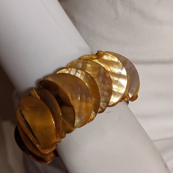 Vintage 3 piece orange shell necklaces & bracelet. 2 necklaces, mother of pearl - Picture 6 of 9